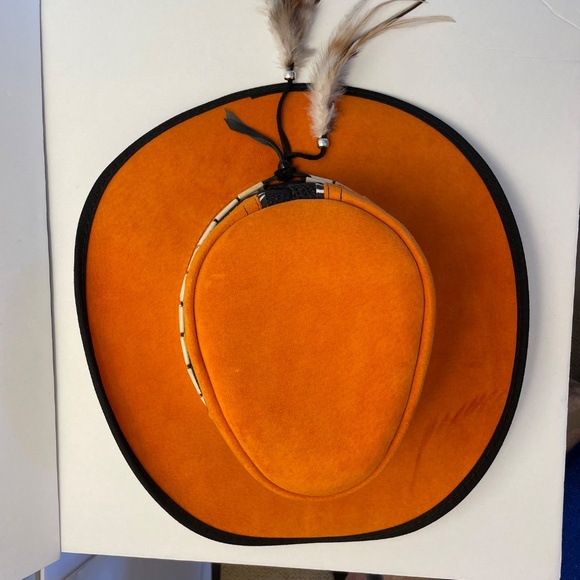 Cowboy Hat Orange & Zebra Soft Suede - Medium - Made in USA - Picture 3 of 11